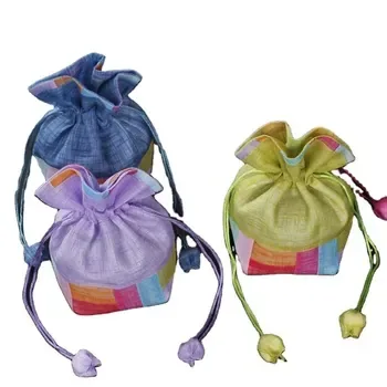 Custom Striped Polyester Drawstring Bag