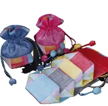 Custom Striped Polyester Drawstring Bag