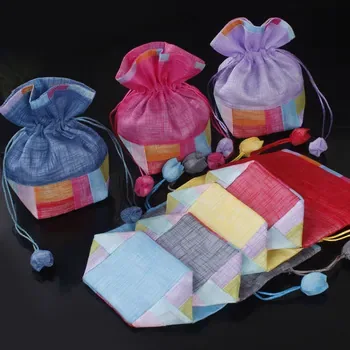 Custom Striped Polyester Drawstring Bag