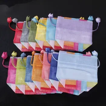Custom Striped Polyester Drawstring Bag