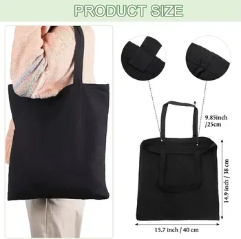 Black Canvas Zipper Shopping Bag
