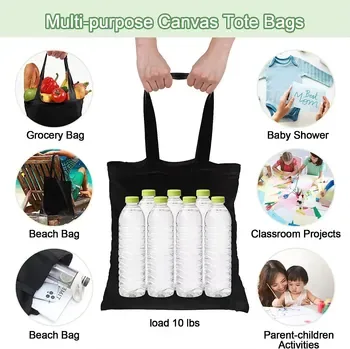 Black Canvas Zipper Shopping Bag