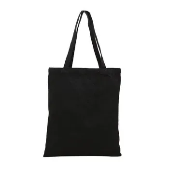 Black Canvas Zipper Shopping Bag