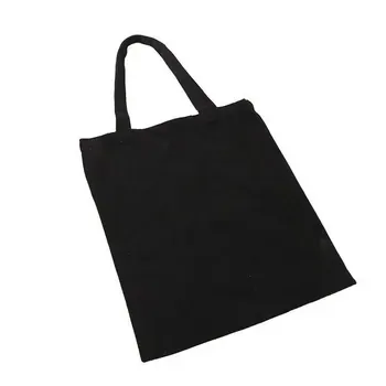 Black Canvas Zipper Shopping Bag