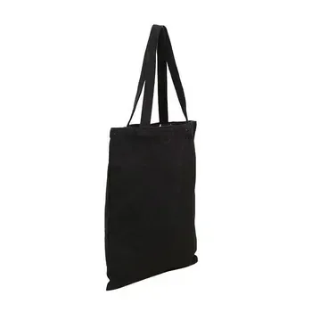 Black Canvas Zipper Shopping Bag