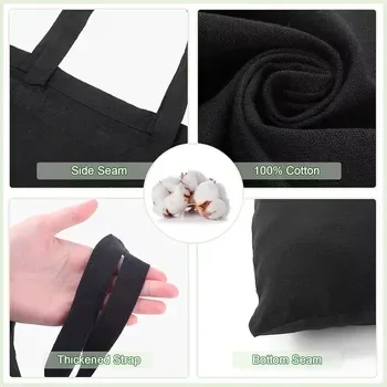 Black Canvas Zipper Shopping Bag