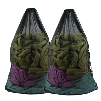 Large Black Mesh Drawstring Laundry Bag