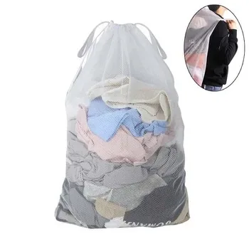 Large Black Mesh Drawstring Laundry Bag