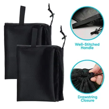 Large Black Mesh Drawstring Laundry Bag