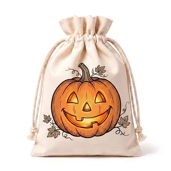Halloween Canvas Candy Drawstring Pouch