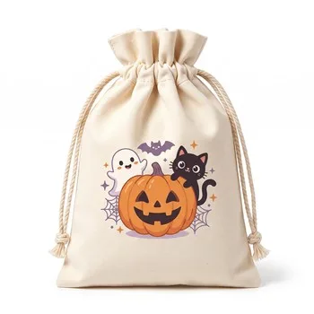 Halloween Canvas Candy Drawstring Pouch