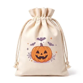 Halloween Canvas Candy Drawstring Pouch