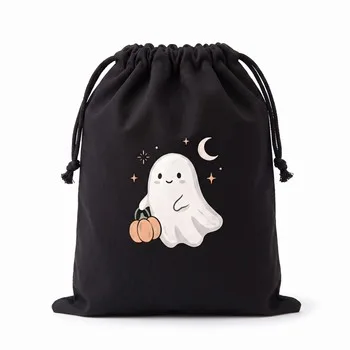Halloween Canvas Candy Drawstring Pouch