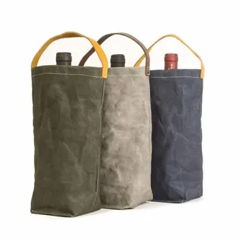 Custom Red Tyvek Wine Bottle Bag