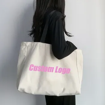 Custom Pink Cotton Canvas Shopping Tote