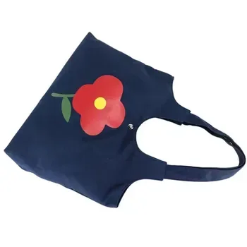 Custom Floral-Print Blue 12oz Cotton Canvas Shopping Tote