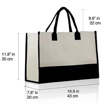 Large White Cotton Canvas Beach Gift Tote