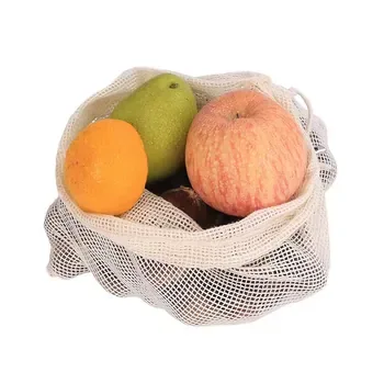 Custom Mesh Drawstring Natural Cotton Produce Bag ZG20241025M2