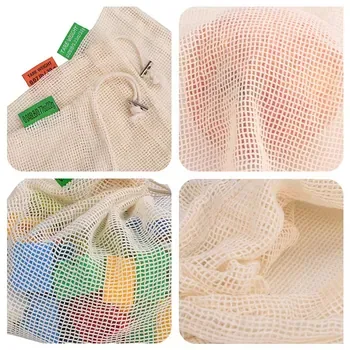 Custom Mesh Drawstring Natural Cotton Produce Bag ZG20241025M2