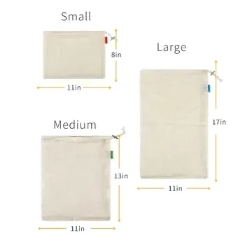 Custom Mesh Drawstring Natural Cotton Produce Bag ZG20241025M2