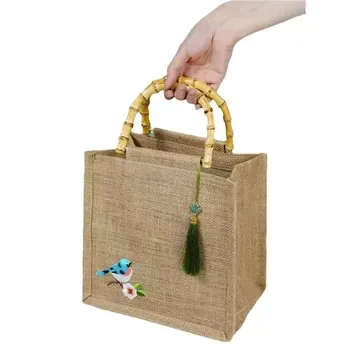 Custom Black Jute Grocery Tote