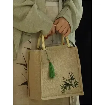 Custom Black Jute Grocery Tote