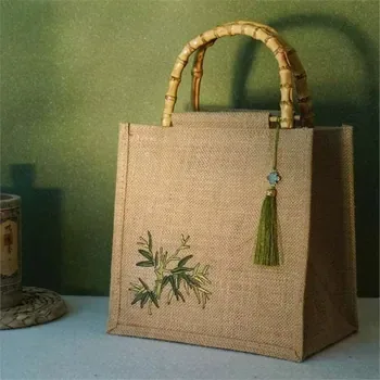 Custom Black Jute Grocery Tote