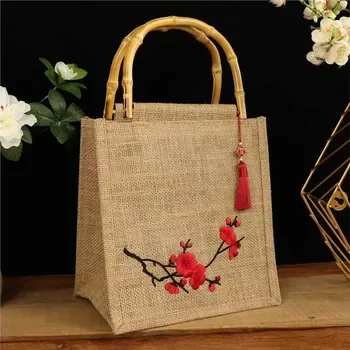 Custom Black Jute Grocery Tote