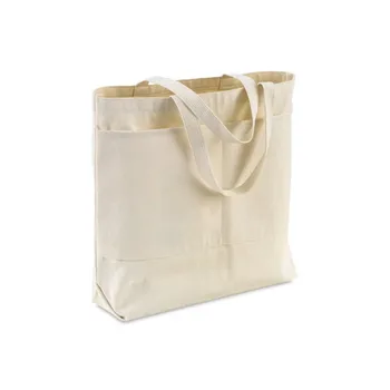 Canvas Zipper Tote Bag with Pocket