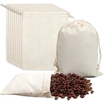 Thick Natural Cotton Jewelry Drawstring Pouch