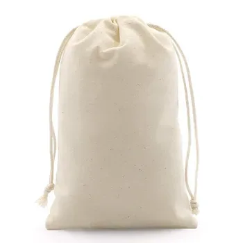 Thick Natural Cotton Jewelry Drawstring Pouch