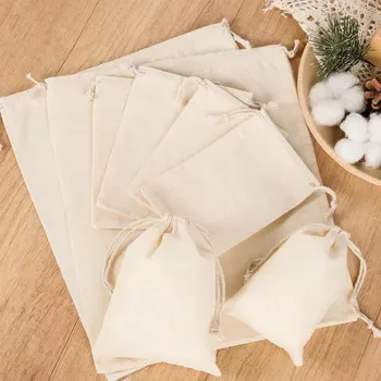 Thick Natural Cotton Jewelry Drawstring Pouch