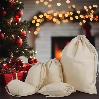 Thick Natural Cotton Jewelry Drawstring Pouch