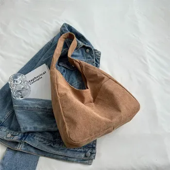 Custom Corduroy Shopping Tote with Front Pocket