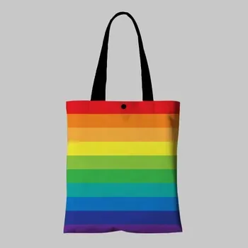 Custom Rainbow-Print Canvas Shopping Tote