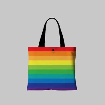 Custom Rainbow-Print Canvas Shopping Tote