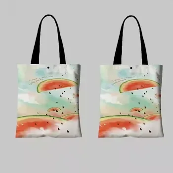 Custom Rainbow-Print Canvas Shopping Tote