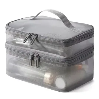 Double-Layer Nylon Mesh Travel Makeup Bag