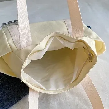 Custom Zippered Canvas Shopping Tote with Multiple Pockets