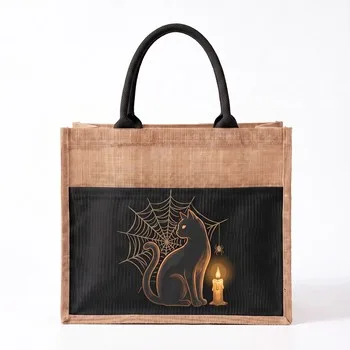 Printed Jute Halloween Gift Tote