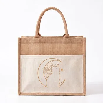 Printed Jute Halloween Gift Tote