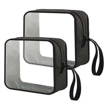Black Clear PVC Oxford Makeup Bag