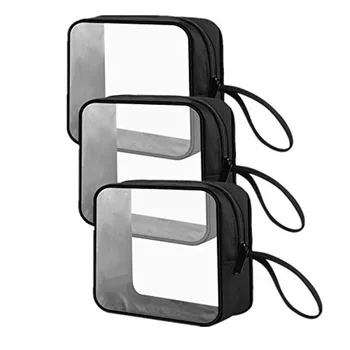 Black Clear PVC Oxford Makeup Bag