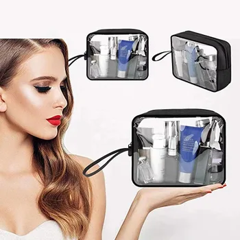Black Clear PVC Oxford Makeup Bag
