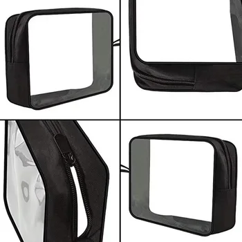 Black Clear PVC Oxford Makeup Bag