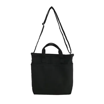 Multi-Pocket Cotton Crossbody Tote Bag