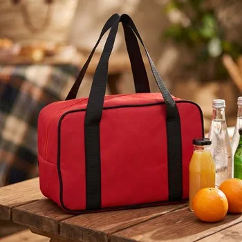 Red Oxford Foil-Lined Lunch Cooler Tote