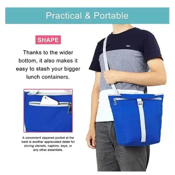 Custom Insulated Foil-Lined Blue Polyester Lunch Cooler Bag