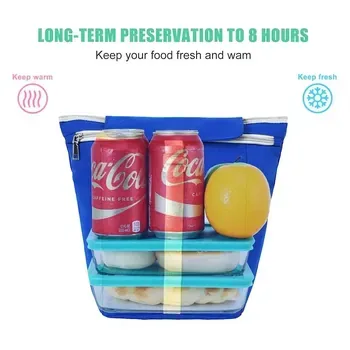 Custom Insulated Foil-Lined Blue Polyester Lunch Cooler Bag
