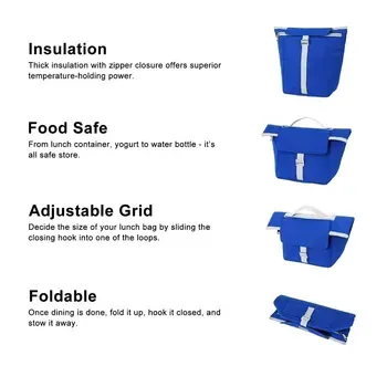 Custom Insulated Foil-Lined Blue Polyester Lunch Cooler Bag
